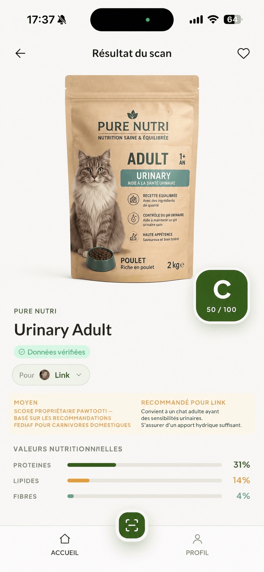 Résultat scan Pawtooti